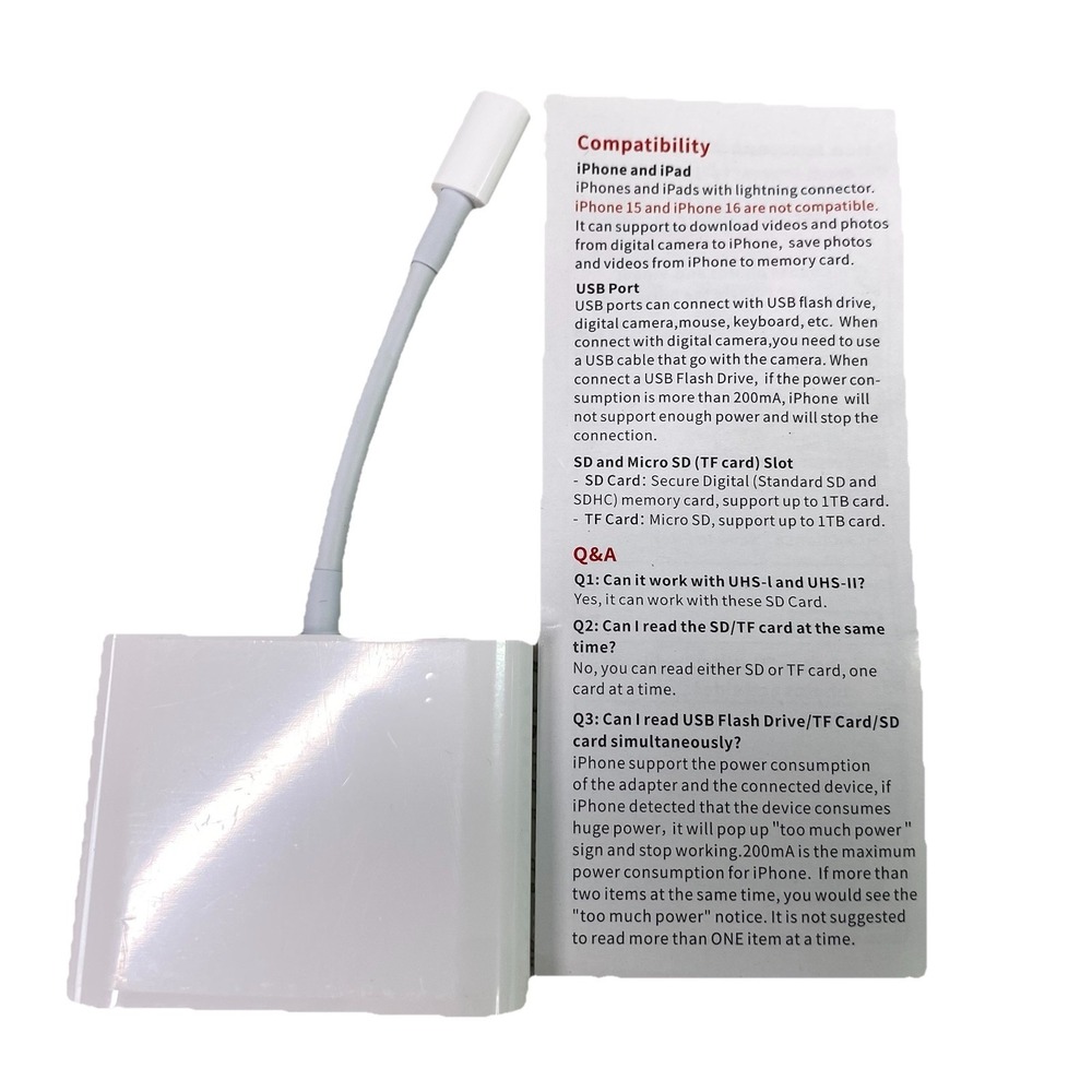SZHAIYIJIN SD Card Reader For iPhone-Memory Reader‎ USB Plug&Play Trail Camera